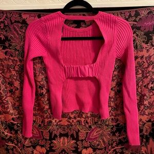 ZARA PINK OPEN BACK KNIT SWEATER
